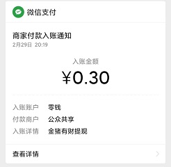 金猪有财到账